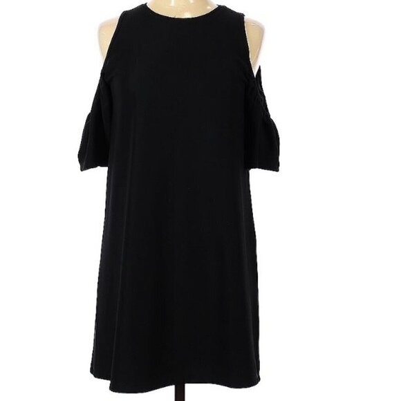 ZARA Trafaluc cold shoulder mini dress size M black knit EUC - Picture 10 of 10